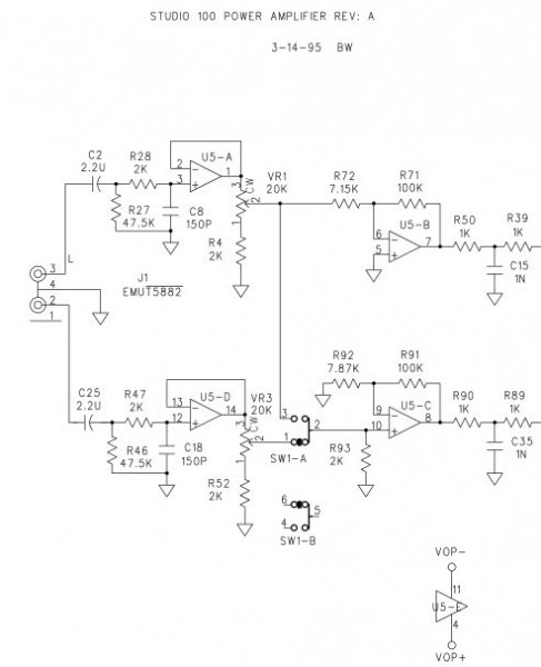 Zapco Studio 100, dettaglio schema preamp.