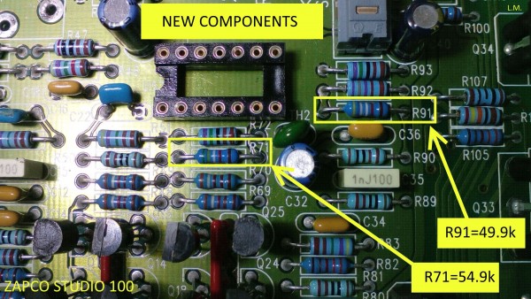 Zapco Studio 100, foto sezione preamp. (modificato)