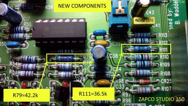 Zapco Studio 150, foto sezione preamp. (modificato)