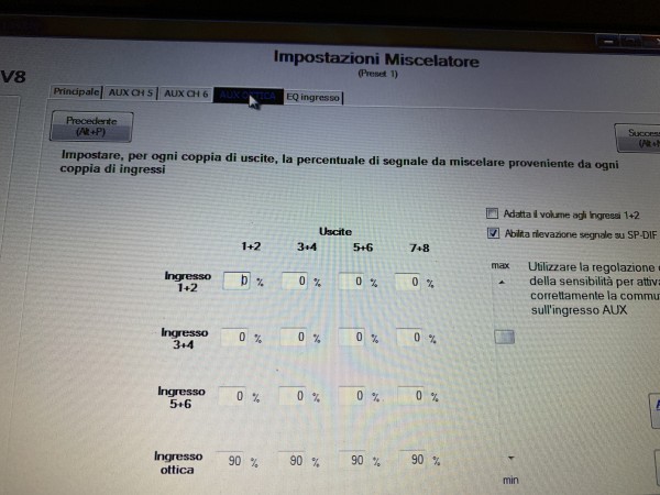 Miscelatore ingresso Aux ottica