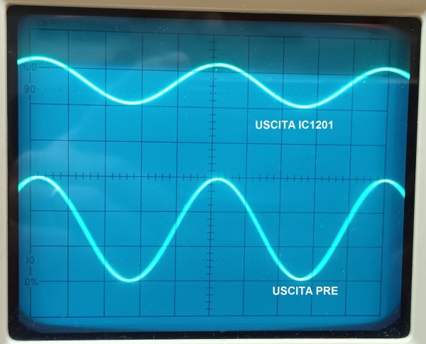 Uscita IC1201 e uscita pre con volume a 35 / 35 con partitore provvisorio